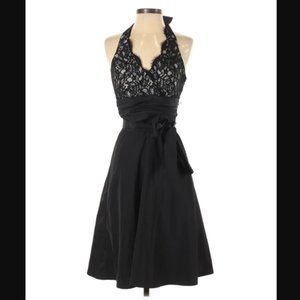 Black lace halter dress